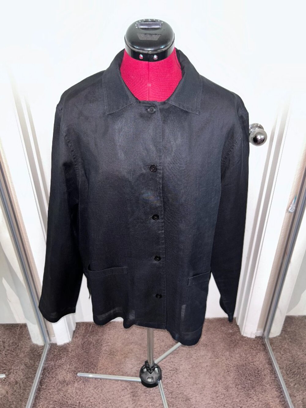 Evan Picone Black Linen Jacket